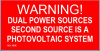 2" X 4" Engraved Solar Placard - "WARNING: DUAL POWER SOURCES....."
